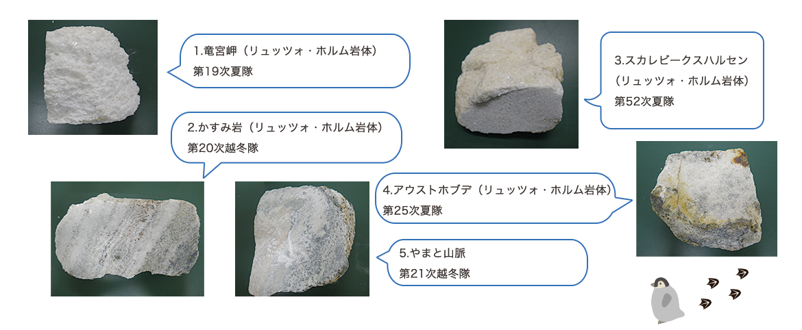 南極各地から採取した方解